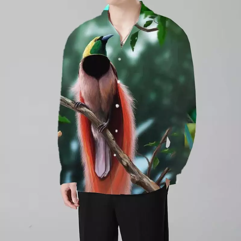 Free Bird Pattern 남성용 셔츠, 캐주얼 파티, 야외 패션, 슈퍼 쿨, 부드럽고 편안한 원단, 2023 신상
