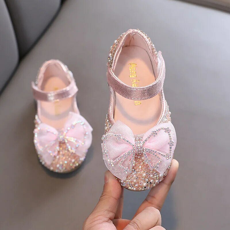 Girl Mary Janes Shoes Fashion Party Children Pink Princess Casual Leather Shoes Versatile Kid Spring Autumn Non-slip Flats Shoes