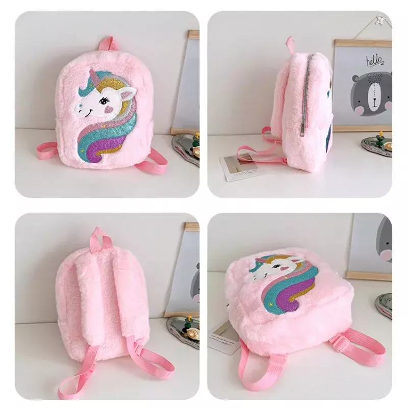 Tas ransel anak perempuan TK ringan, tas punggung anak perempuan motif kartun Unicorn bordir, tas sekolah mewah lucu