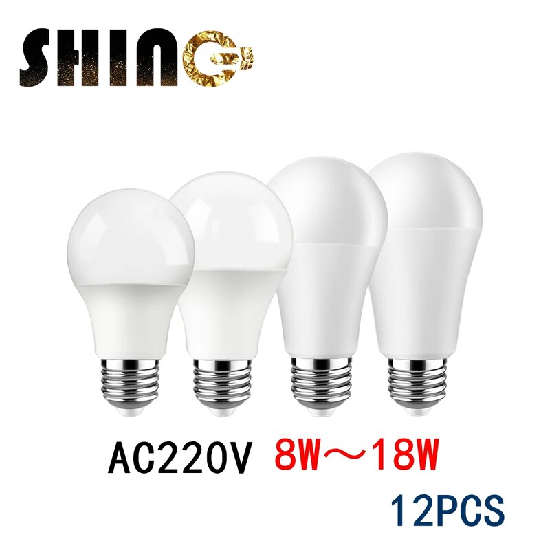 Ampoule Led AC 220V – 240V, ampoule A60 8W-18W B22 E27, éclairage pour salon et maison, 12 pièces