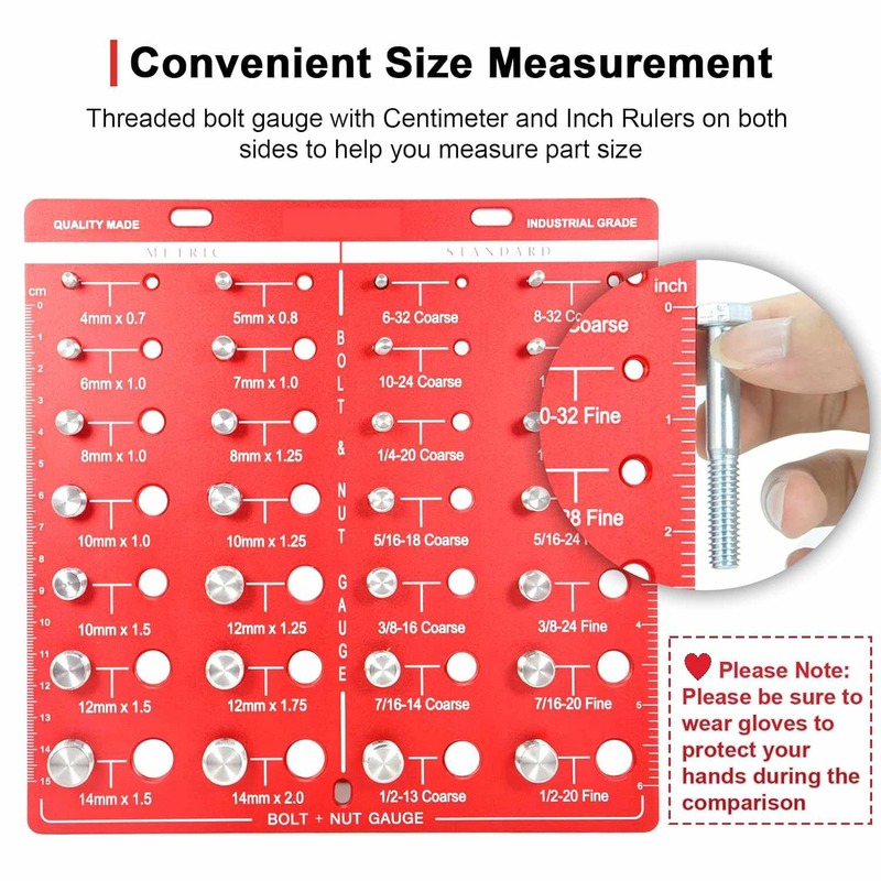 28 резьбовой прибор для проверки гаек и болтов, измеритель из прочного алюминиевого сплава для метрических и имперских размеров, инструмент для идентификации размера