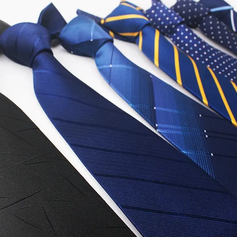 Blue Business Polyester Men's Tie NeckTie 8cm/3.15inch Ties for Men Formal Luxury Wedding High Quality Three-piece Set