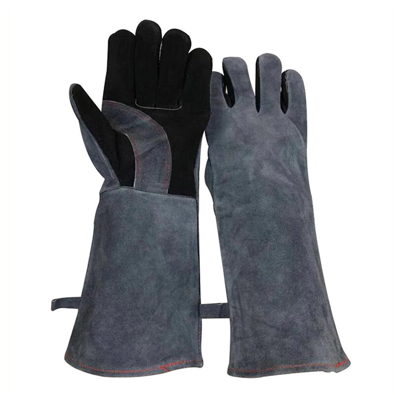 662℉-932℉ Heat-resistant Leather Gloves with Aluminum Foil Insulated Long Sleeve for Barbecue Tig Welding Tool Accessory