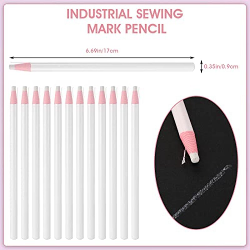Marcadores de giz branco invisível para tecido, Lápis apagáveis, Industrial, 48 pcs