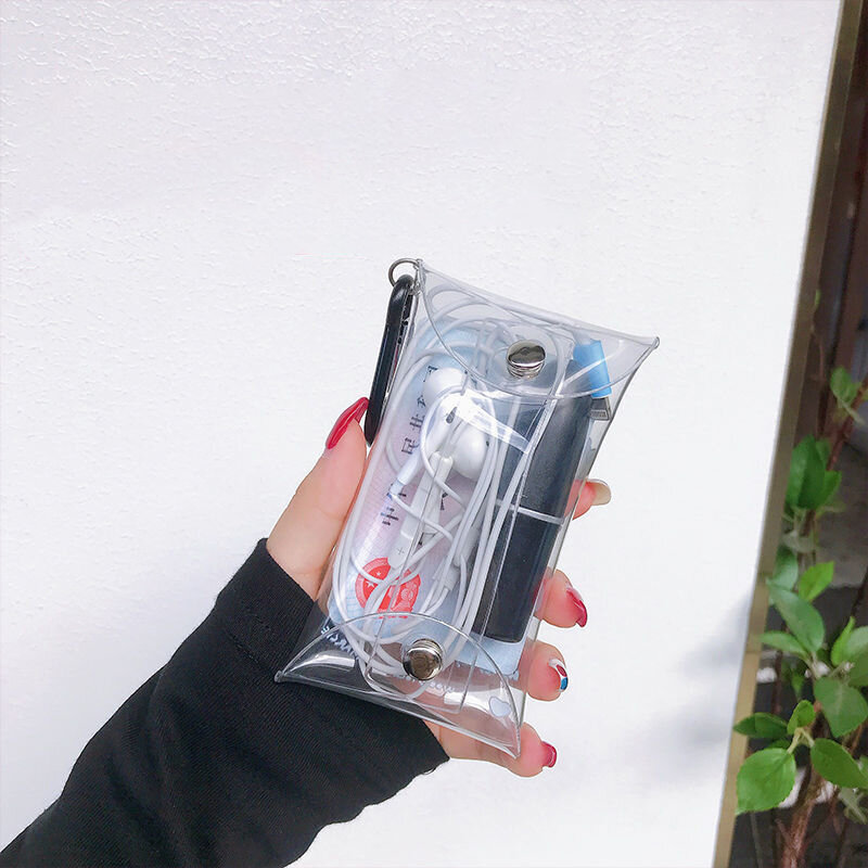 Mini porte-monnaie transparent en PVC pour femmes et filles, sacs de rangement pour clés, rouge à lèvres, écouteurs, portefeuille en poudre, porte-cartes