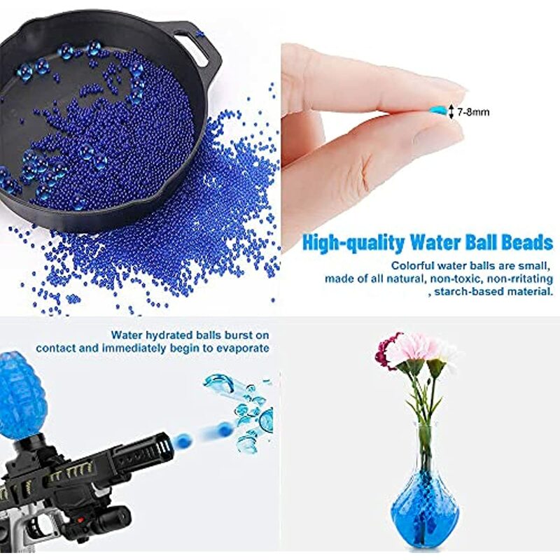 Bola de agua con recarga de balas de Gel, Bola de munición hecha para cristal en forma de perla de agua no tóxica, Compatible con juguete de 7-8mm, decoración del hogar