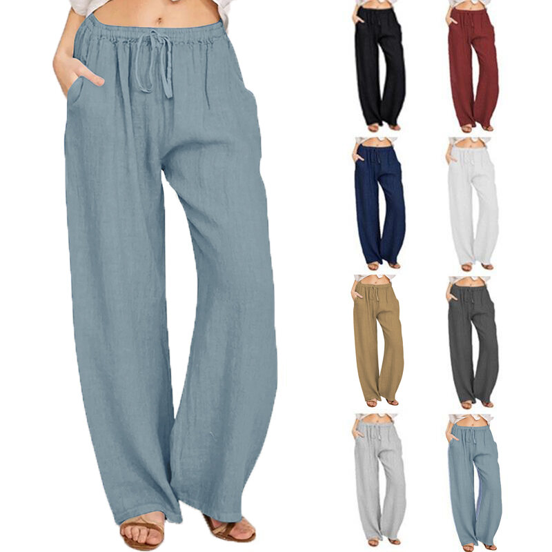 We.Fine Summer and Autumn New Casual Women's Wear in Europe America and Europe Large Loose Cotton Hemp Casual Pants