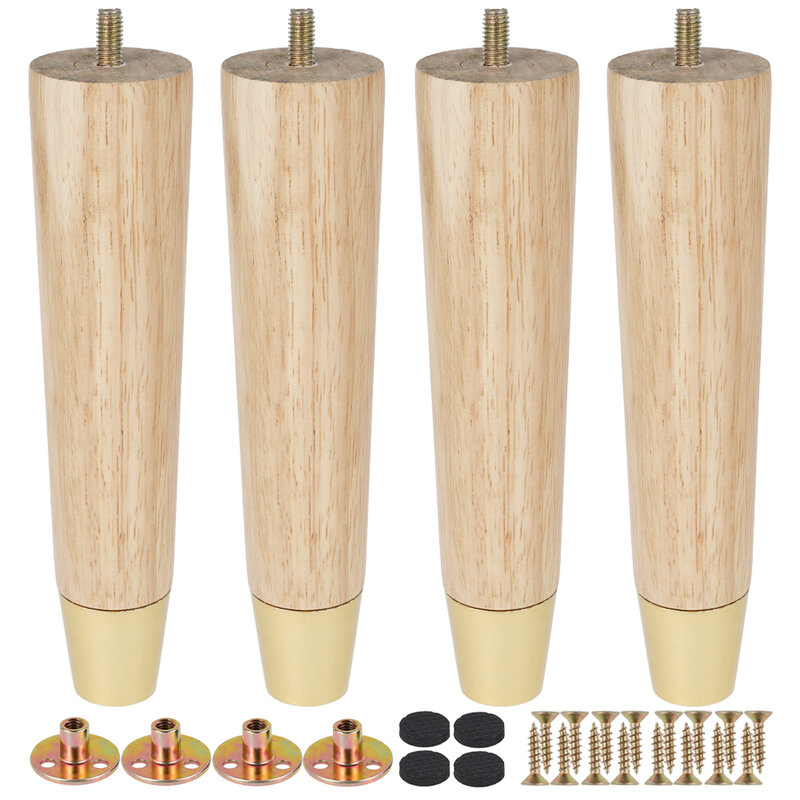 4 Pieces Wood Furniture Legs Tapered Dresser Legs Solid Sofa Replacement Legs Modern Style Couch Legs Furniture Feet for Sofa