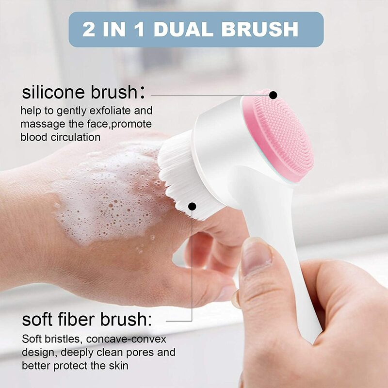 Cepillo Facial de doble cara para el cuidado de la piel, cepillo de limpieza facial de silicona, cepillo Manual de lavado de doble cara