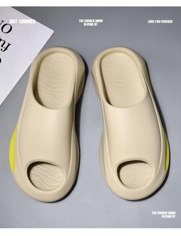 Large size slippers for men's summer outerwear trend thick soled sports Korean version fashionable home bathroom non slip men's
