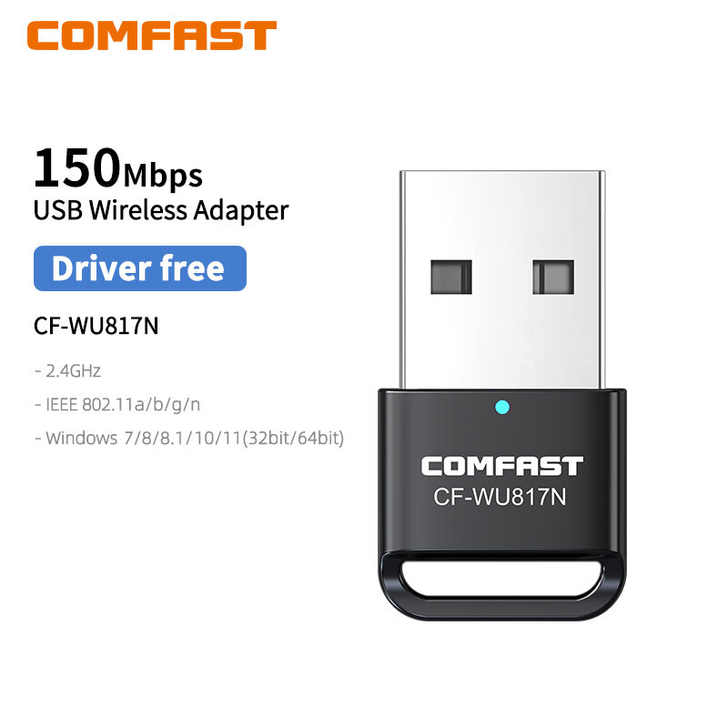 USB WiFi Rede Adaptador de Cartão Lan, 150Mbps, MT7603U, RTL8188, LAN, Receptor Wi-Fi, Dongle, PC, Win 7, 8, 10, 11