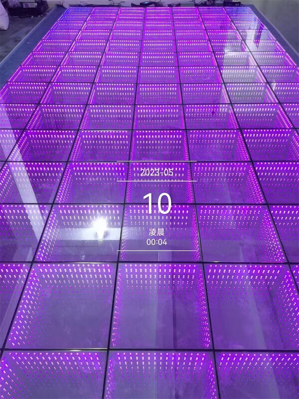 Piste de danse extérieure étanche IP65, panneaux de carreaux Extron 3D, piste de danse LED miroir pour fête de mariage, scène Chang, 100 pièces