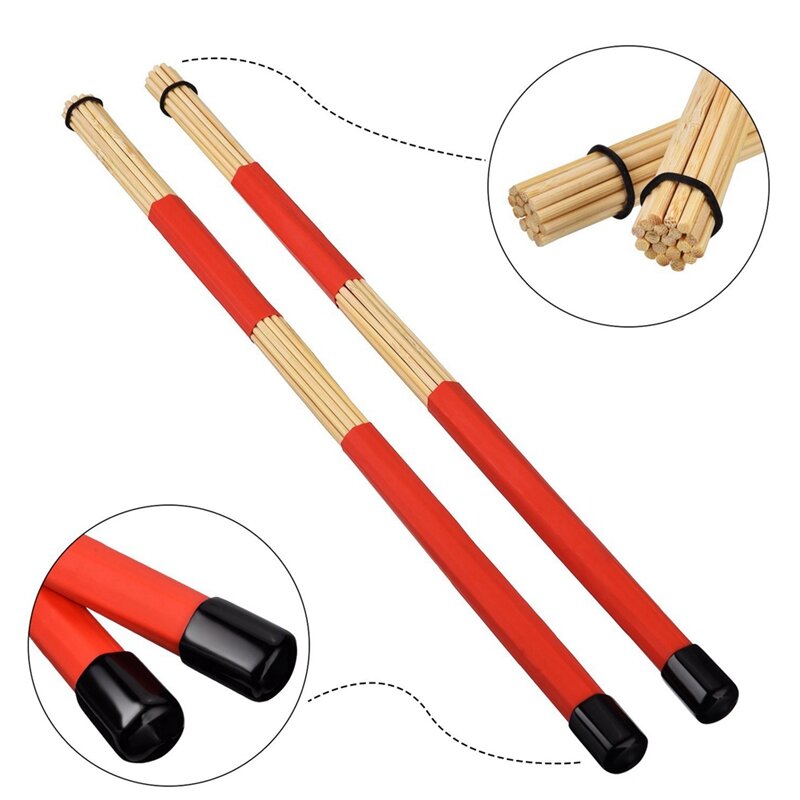 1 Set Drum Key With Continuous Motion Speed Key & 1 Set Drum Brushes + Rods Drum Brushes Sticks Drum Stick Set