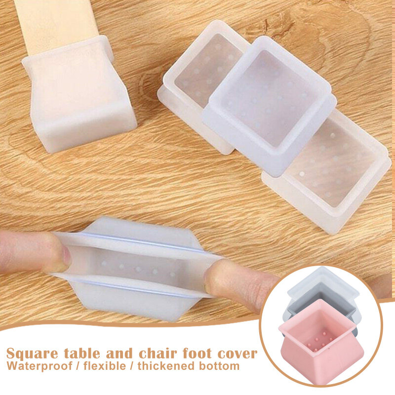 Furniture Leg Pad Silicone Square Chair Foot Cover Anti-slip Sound-absorbing Thickened Chair Pad Furniture Leg Protection Cover