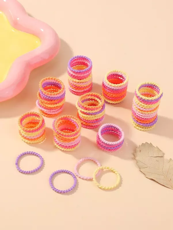 Candy Colorful Rubber Band Scrunchies Set, Anti-Hair, Pequeno Thumb Ring, High Elastic Thread, Toddler Thread, Baby, 100Pcs Lot