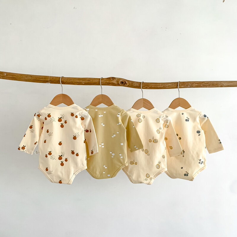 Baju monyet anak motif buah Nordic-terinspirasi: Bodysuit bayi katun menggemaskan untuk bayi baru lahir-pakaian rumah nyaman sempurna
