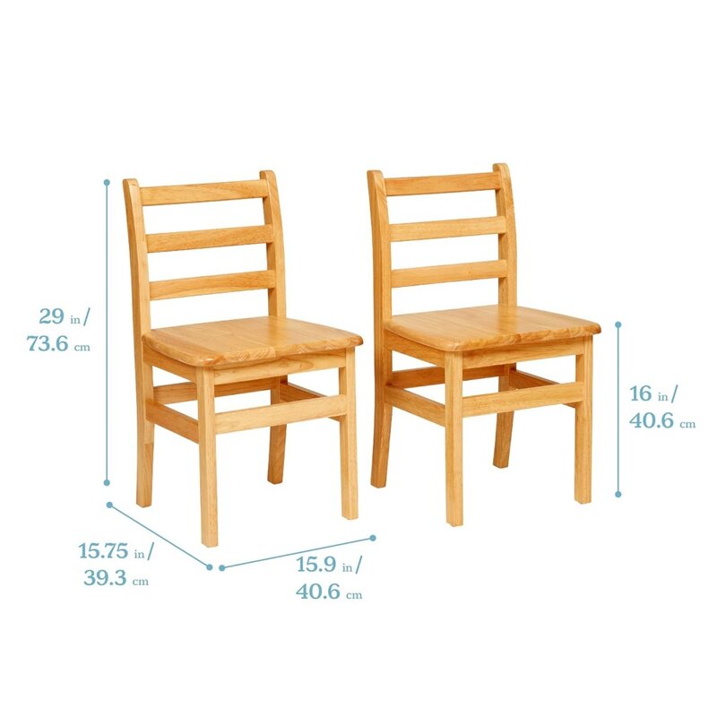 Silla para niños de 16 "de altura, asiento de aula, Juego de 2 piezas, mesa y silla de madera para niños