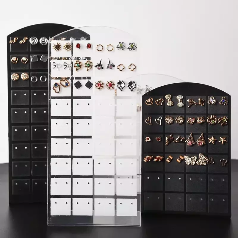Soporte portátil de plástico para pendientes, expositor de joyas, escaparate, organizador, estante de almacenamiento, 1 a 2 piezas
