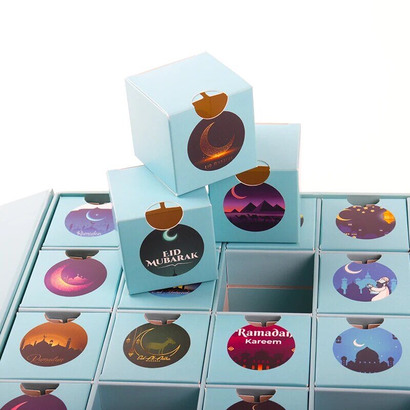 Contagem regressiva Porta dupla Eid Mubarak Gift Box Gavetas, Ramadan Advent Calendar Box para crianças, produtos personalizados, 30