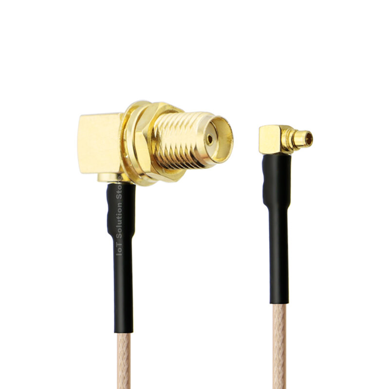 Kabel adaptor koaksial RG178 sudut kanan SMA untuk MMCX RF 50 OHM