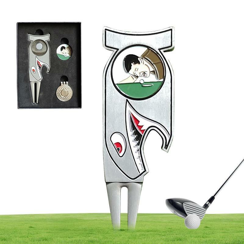 磁気ゴルフボールマーカーツールキット,4 in 1ステンレス鋼ゴルフクラブホルダー,エイド,クリエイティブゴルフ