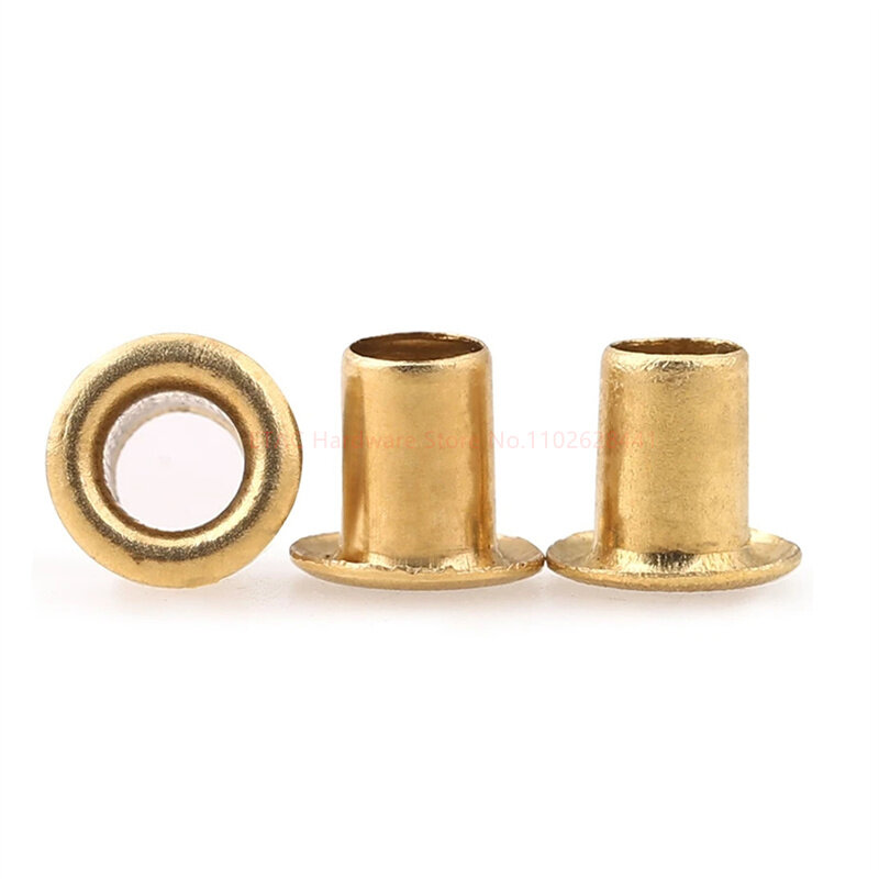 0.9 1.3 1.5 2 2.3 2.5 3 3.5 4 5 6mm Brass Metal Eyelets Hollow Rivet Nut Copper Through Hole Rivet Grommets