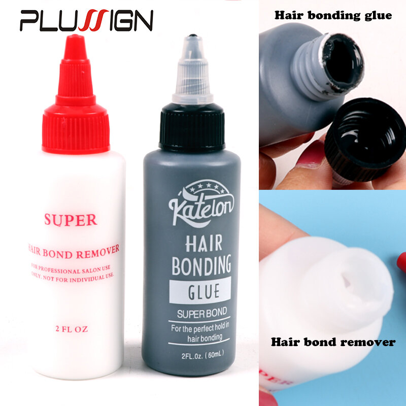 Plussign Kit di installazione per parrucca con colla per incollaggio di trama di capelli neri e rimozione del legame dei capelli per parrucchiere professionale