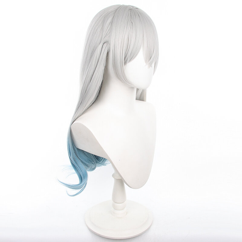 Peluca de Cosplay de Game Honkai: Star Rail Firefly para mujeres adultas, pelo largo azul y blanco degradado, pelucas sintéticas resistentes al calor para Halloween