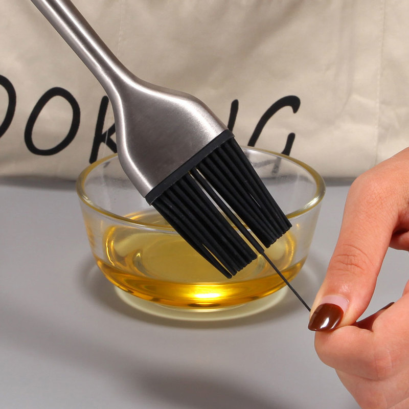 Pinceaux à huile en acier inoxydable et Silicone, pour cuisson au Barbecue, outils de cuisson, 1 pièce
