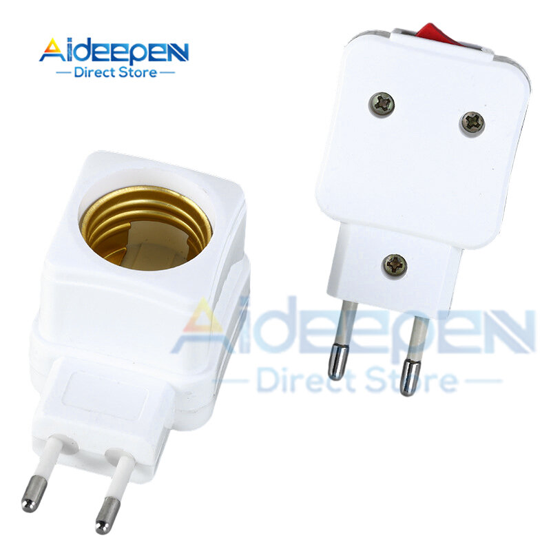1Pcs 220V E27 LED Lampe Birne Sockel integriert mit Ein/Aus Schalter Spiral Muster Lamp Base Connector EU Stecker Adapter