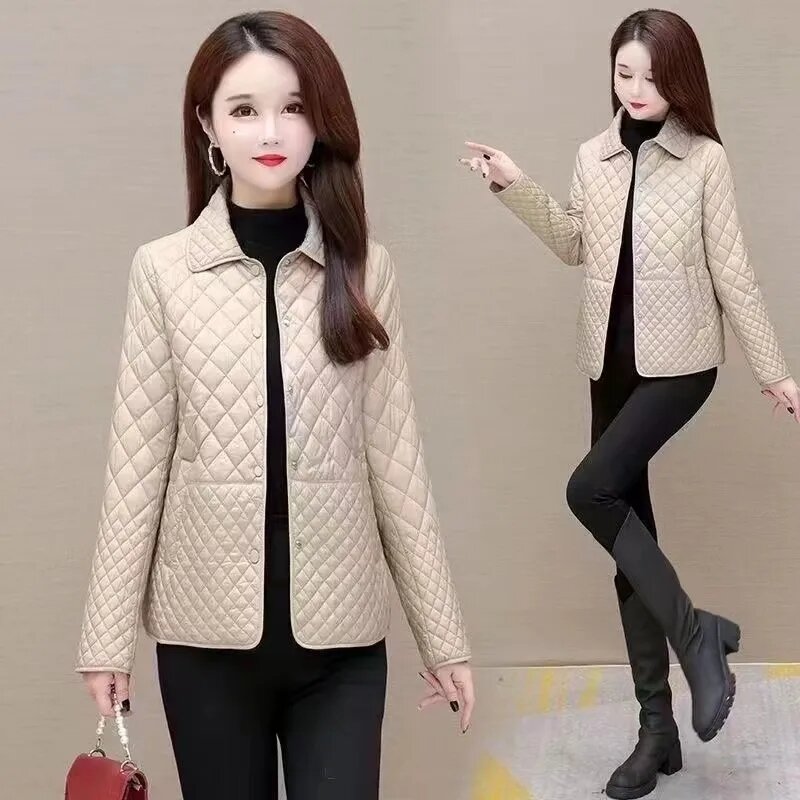 Женская Стеганая куртка с длинным рукавом, Офисная однотонная куртка в Корейском стиле, зимняя верхняя одежда, 2023