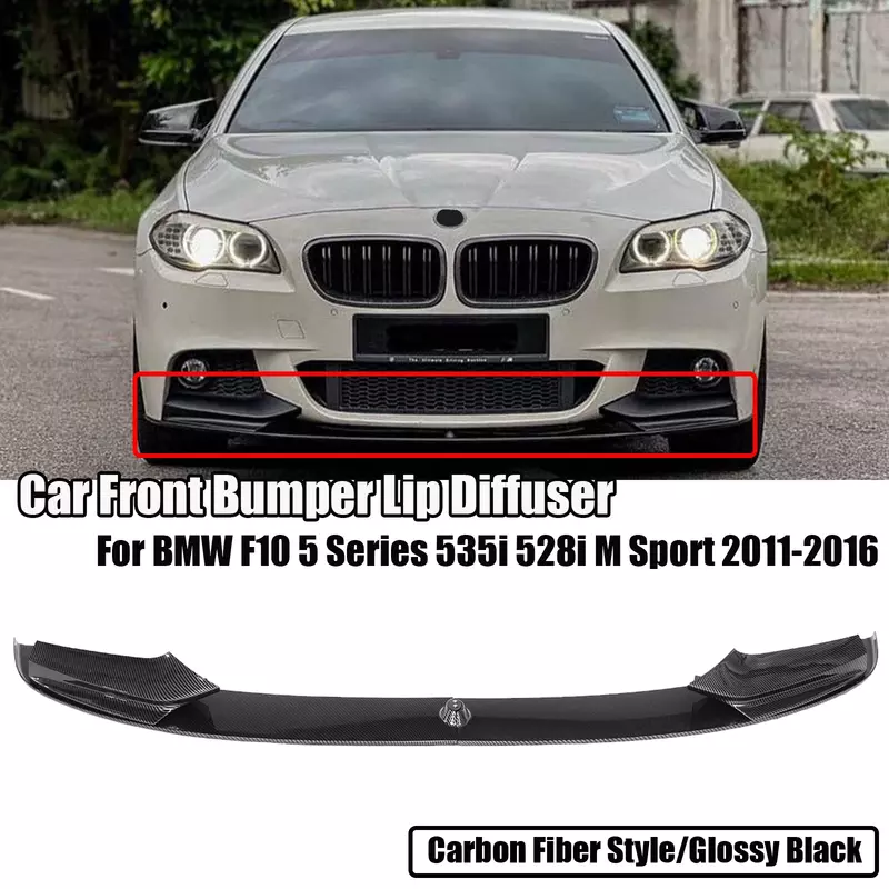 Car Front Bumper Lip Diffuser Splitters Body Kit Aprons Trim For BMW F10 5 Series 535i 528i M Sport 2011-2016 Carbon Fiber Style