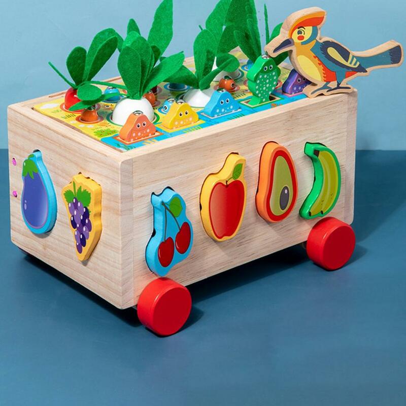 Décennie s de construction de dos en bois pour l'apprentissage précoce, pêche aux radis et aux fruits, tout-petits et bébés, haute qualité