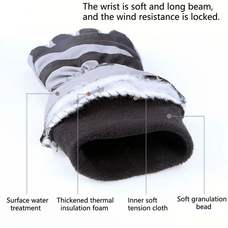 Guantes de esquí 1 par práctico almacenamiento térmico engrosado guantes de esquí con cordón extendido para deportes de invierno