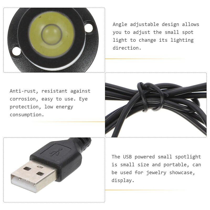 LED lampu sorot kecil USB furnitur untuk layar bawah kabinet perhiasan bertenaga USB