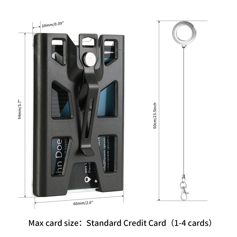 Portafoglio minimalista ZAYEX per uomo-Clip per carte di credito in alluminio con 1 porta Badge identificativo trasparente per finestra