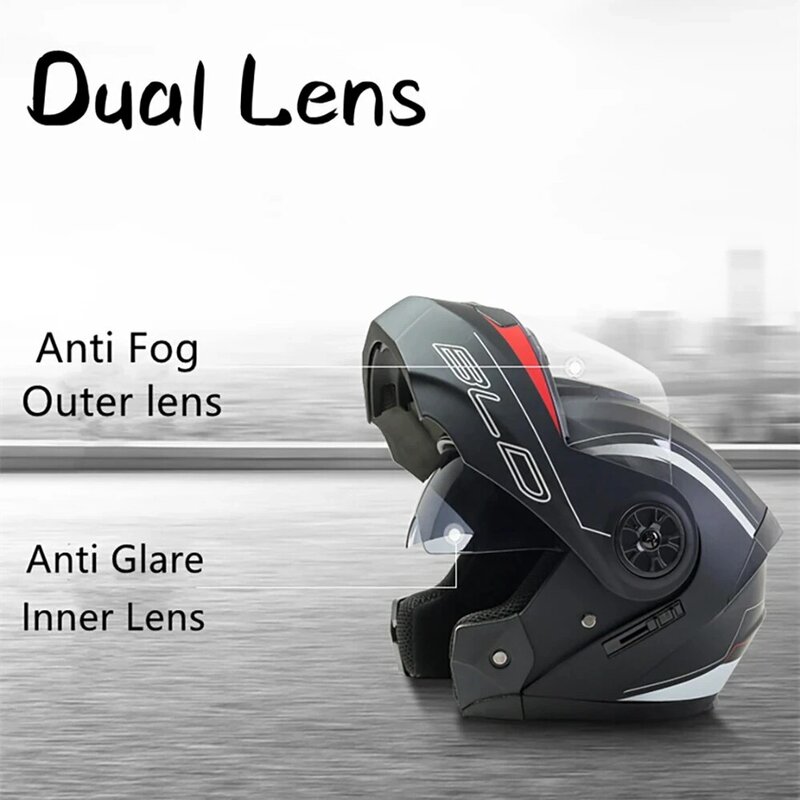 Gepersonaliseerde Dual Lens Flip Up Helmen Motorcross Racing Modulaire Cascos Para Moto Heren Dames Mode Full Face Motorhelm