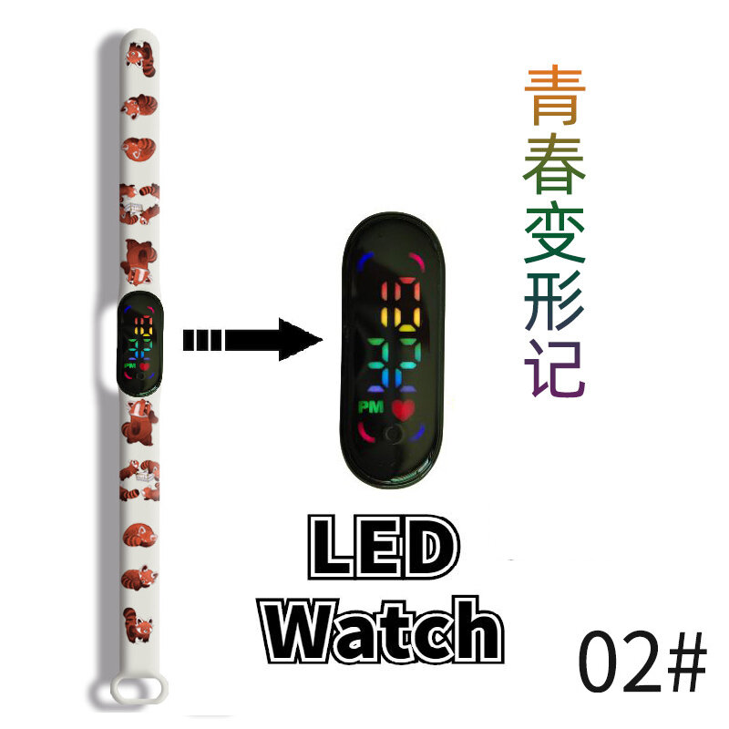 Disney turning red Children's Watch Anime action figure Silicone Mi LED waterproof Electronic Bracelet Watch for kids gifts