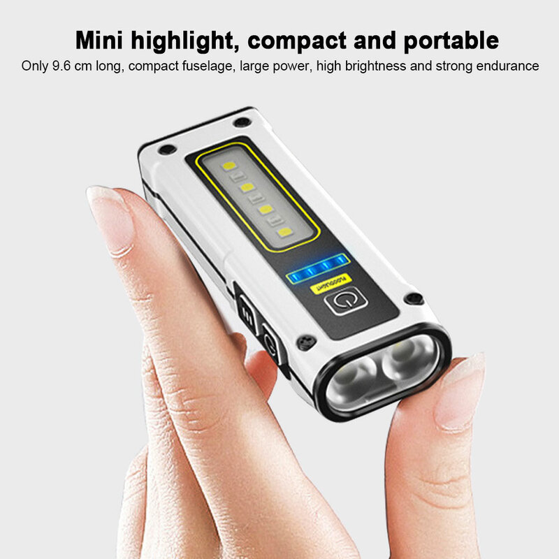 Mini lampe de poche magnétique à LED COB aste en iode, porte-clés multifonctionnel, lampe de travail, camping, extérieur