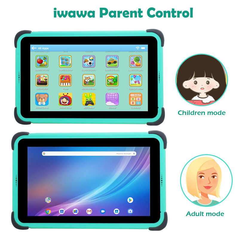 جهاز لوحي CWOWDEFU-Kids Google Play واي فاي 6 ، 5 + 8 كاميرا ، 8 بوصة HD ، x 7.5 ، andid ، 2 جيجابايت ، 32 جيجابايت ، هدية أطفال ، طلاب