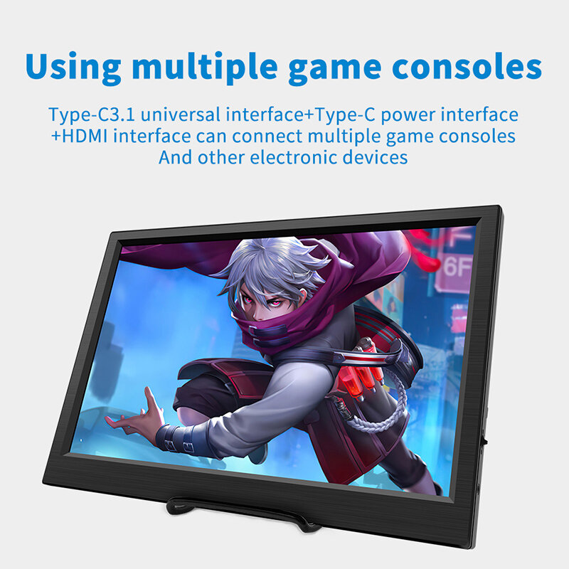 Monitor portabel 11.6 inci, Monitor portabel kompatibel Laptop layar kedua untuk Gaming diperpanjang untuk Switch/PS4/Xbox/Raspberry Pi