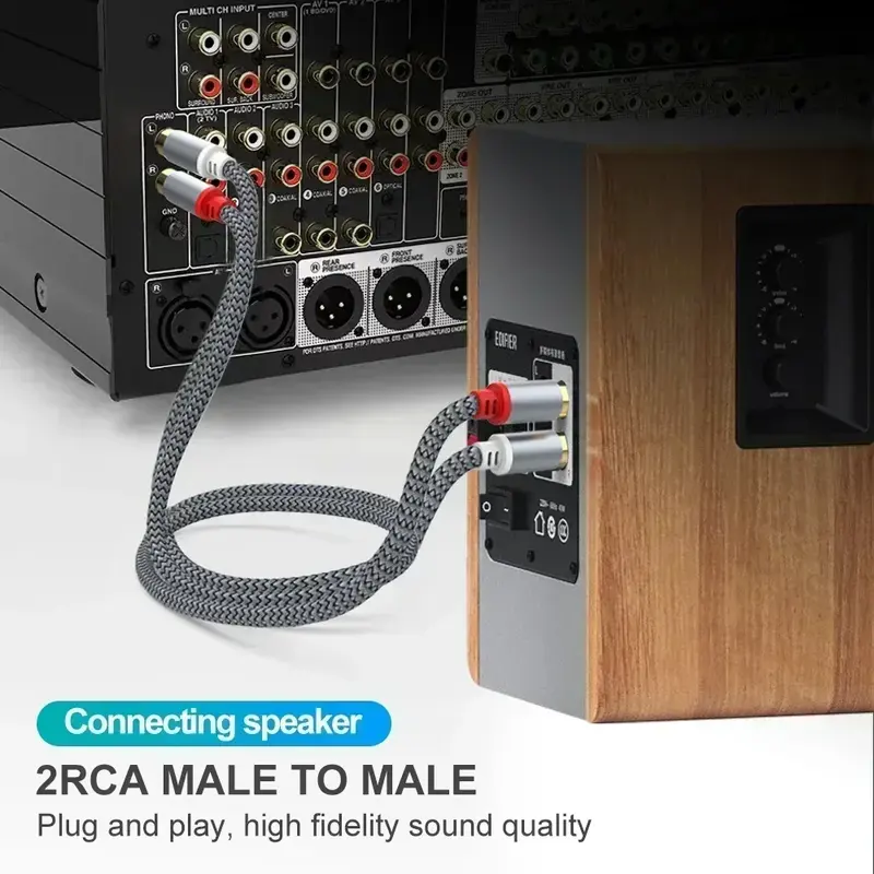Кабель RCA, 2 Rca на 2 Rca, внешний кабель со штекером на штекер Aux для домашнего кинотеатра, HDTV, телевизора, DVD, громкоговорителя, усилителя мощности