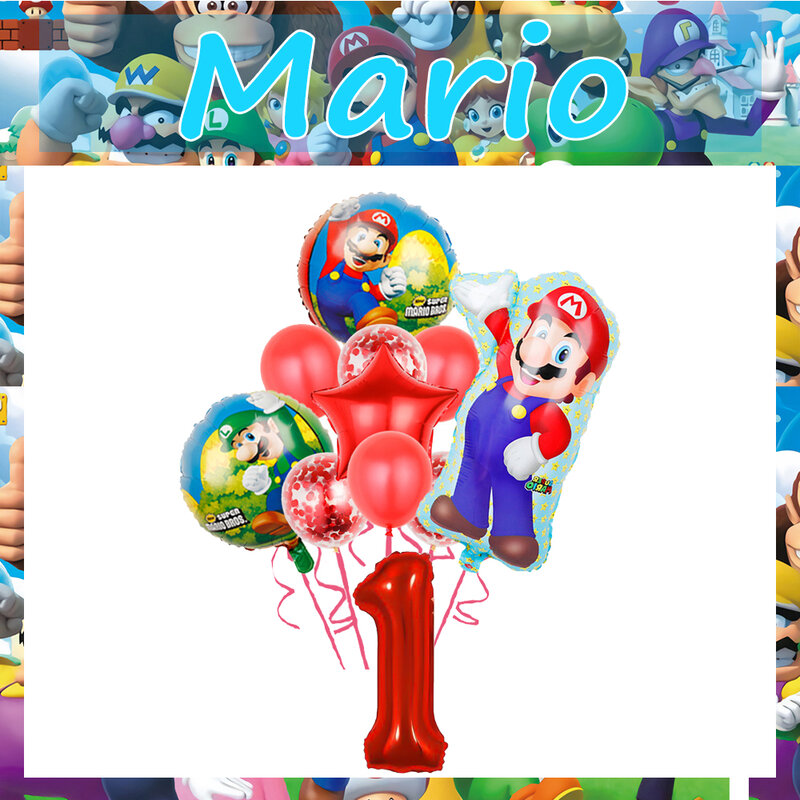 Marioed balon dekoratif Super Bro untuk dekorasi pesta ulang tahun perlengkapan pesta anak laki-laki pesta pesta Baby Shower keluarga Foil lateks Globo