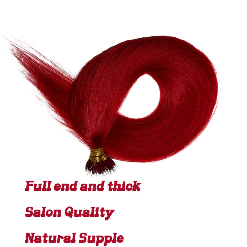 Lovevol-nanoのエクステンションビーズ,100% 人の髪の毛,厚く,自然で滑らかな,髪,フルヘッド,任意の色,50-100ストランド/パック