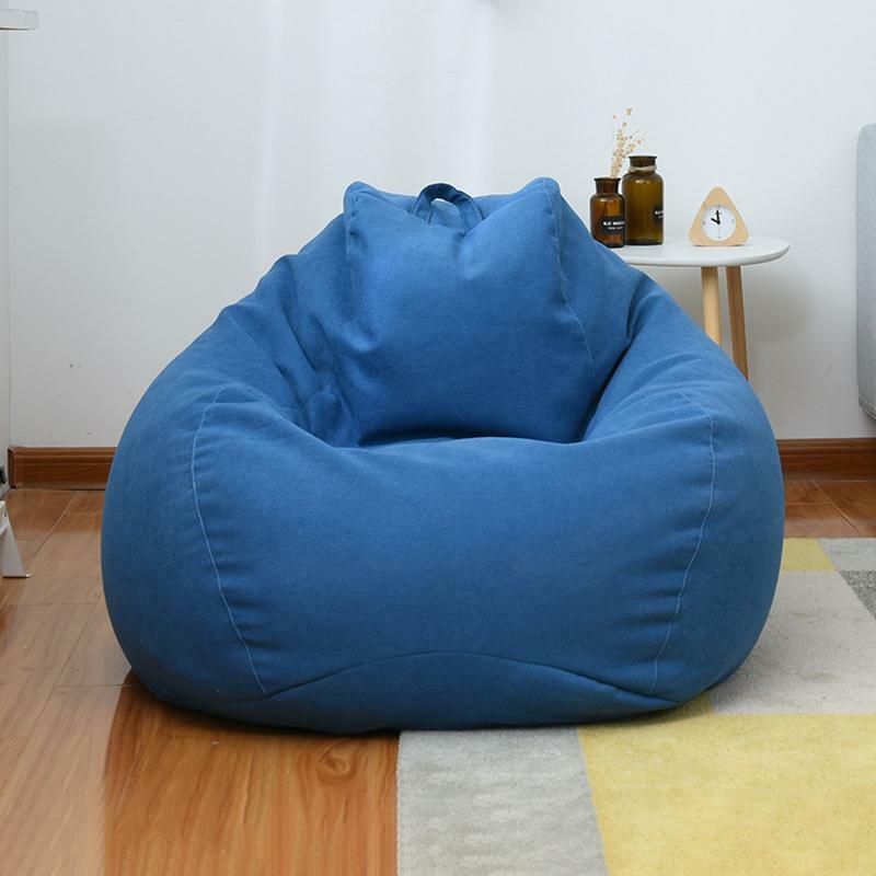 ขนาดใหญ่ขี้เกียจโซฟาฝาครอบเก้าอี้ไม่มี Filler ผ้าลินินผ้า Lounger ที่นั่ง Bean กระเป๋า Pouf พัฟโซฟา Tatami ห้องรับแขก beanbags