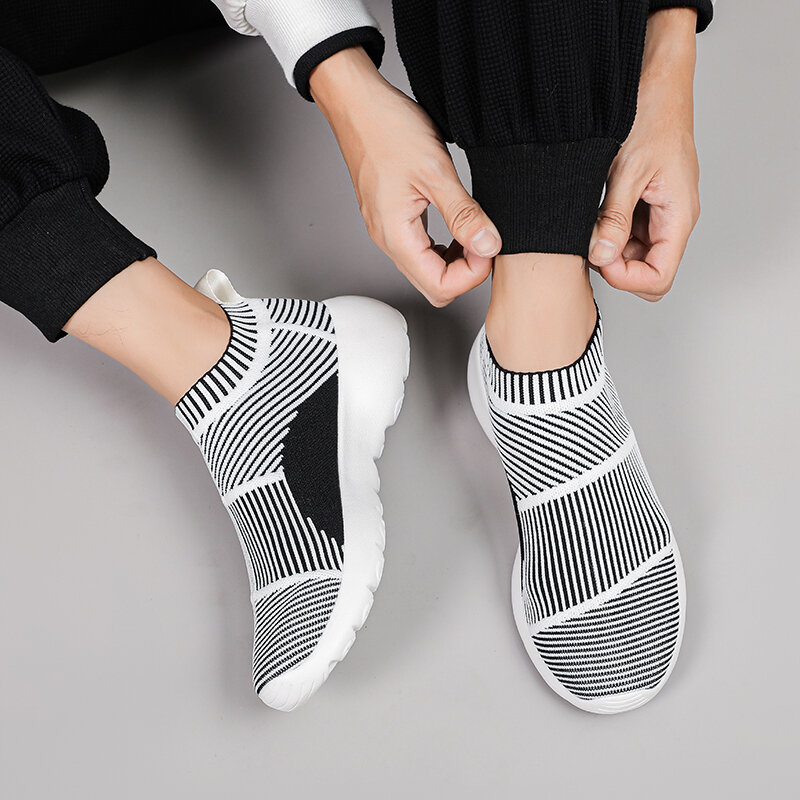 Кроссовки-носки для мужчин и женщин, дышащие сетчатые, утепленные, с низким верхом, для танцев, повседневная обувь, Размеры 35-45