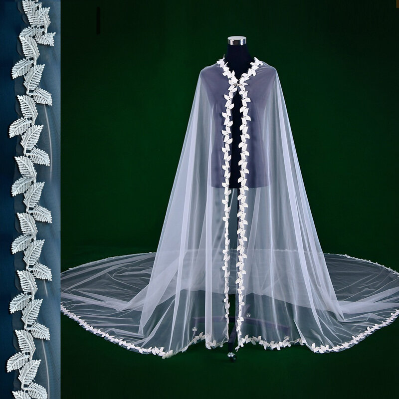 Robe de mariée principale de la mariée, châle en dentelle, voile de mariage, feuilles, BL4041