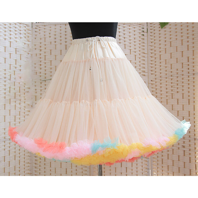 Women Elastic Tutu Skirt Puffy Tulle Petticoat Layered Pleated Short Tutu Skirts A-Line Princess Ballet Dance Cosplay Costumes