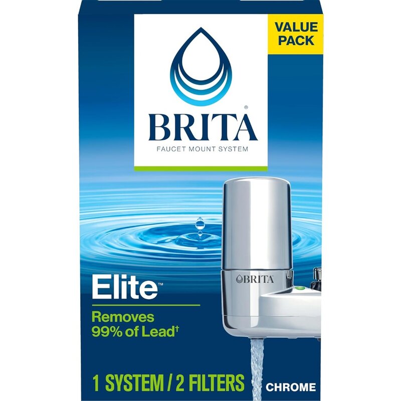 Brita-Faucet Mount System, Sistema De Filtragem De Torneira De Água, Lembrete De Mudança De Filtro, Reduz O Chumbo, Feito Sem BPA