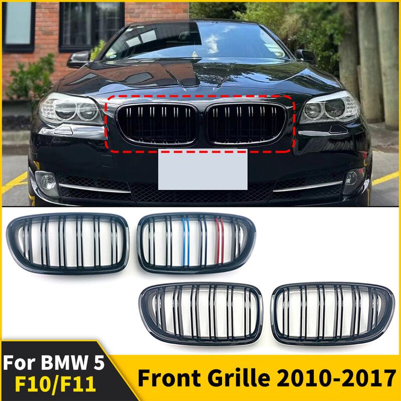Bumper depan Grill ginjal Grille Splitter Air Dam Mesh untuk BMW F10 F11 5 Series 520i 528i 530i 535i 530d 550i Tuning Aksesoris